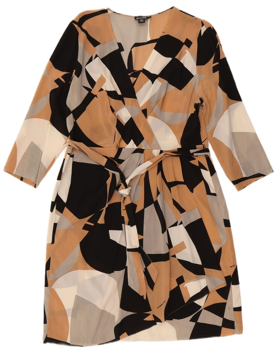 DKNY Vestido tubo de manga 3/4 para mujer UK 44 Grande Multicolor Geométrico
