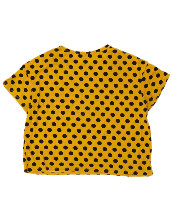 Zara Womens Trafaluc Crop T-Shirt Top UK 10 Small Yellow Polka Dot
