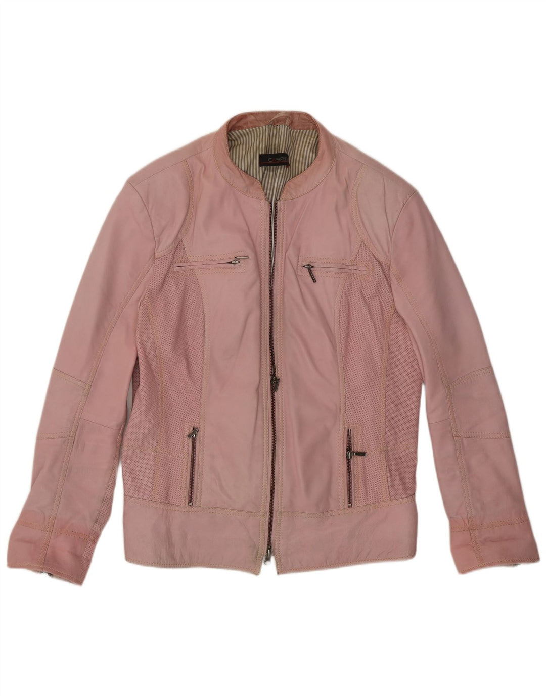 Cabrini Chaqueta de cuero para mujer UK 40 Grande Cuero rosa
