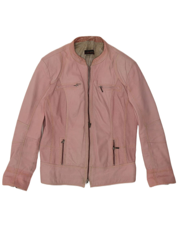 Cabrini Chaqueta de cuero para mujer UK 40 Grande Cuero rosa