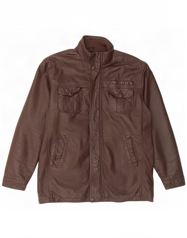 Daniel Hechter Chaqueta de cuero para hombre Reino Unido 40 Grande Marrón