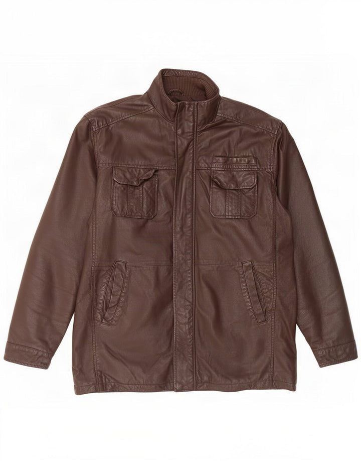 Daniel Hechter Chaqueta de cuero para hombre Reino Unido 40 Grande Marrón