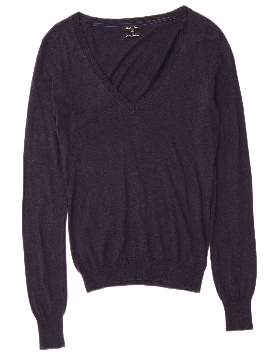 Massimo Dutti Jersey con Cuello en V para Mujer UK 42 Medium Azul Marino Seda