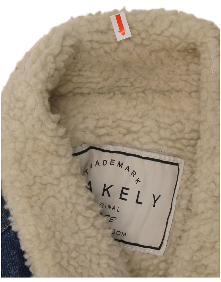 BLAKELY Mens Denim Sherpa Jacket UK 40 Large Blue Cotton