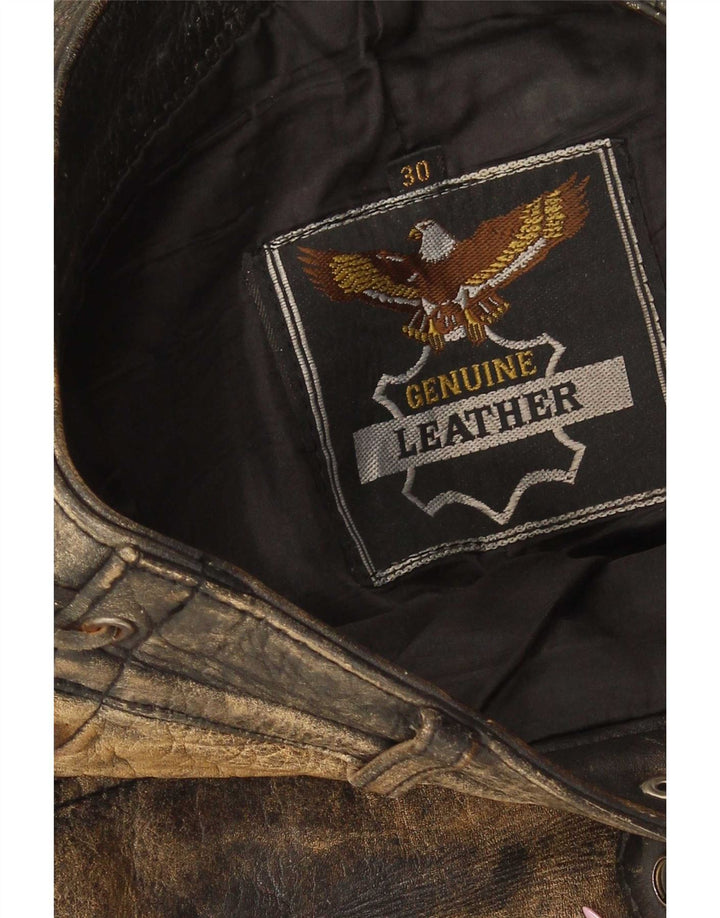 Pantalones de cuero rectos vintage para hombre W30 L30 Caqui
