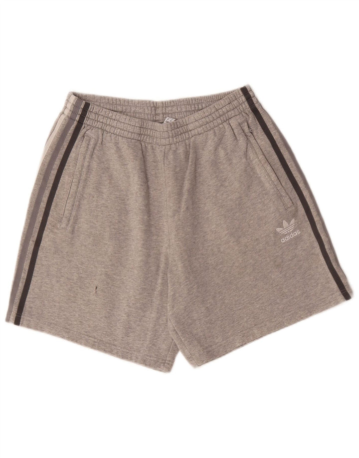 Pantalones cortos deportivos Adidas para hombre de algodón moteado gris medio