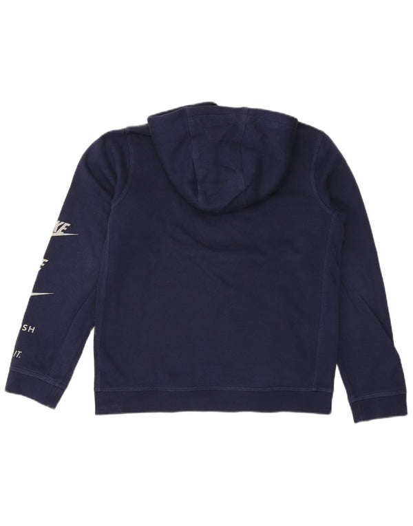 Nike - Sudadera con capucha para niños, diseño gráfico, corte regular, 13-14 años, XL, algodón, azul marino