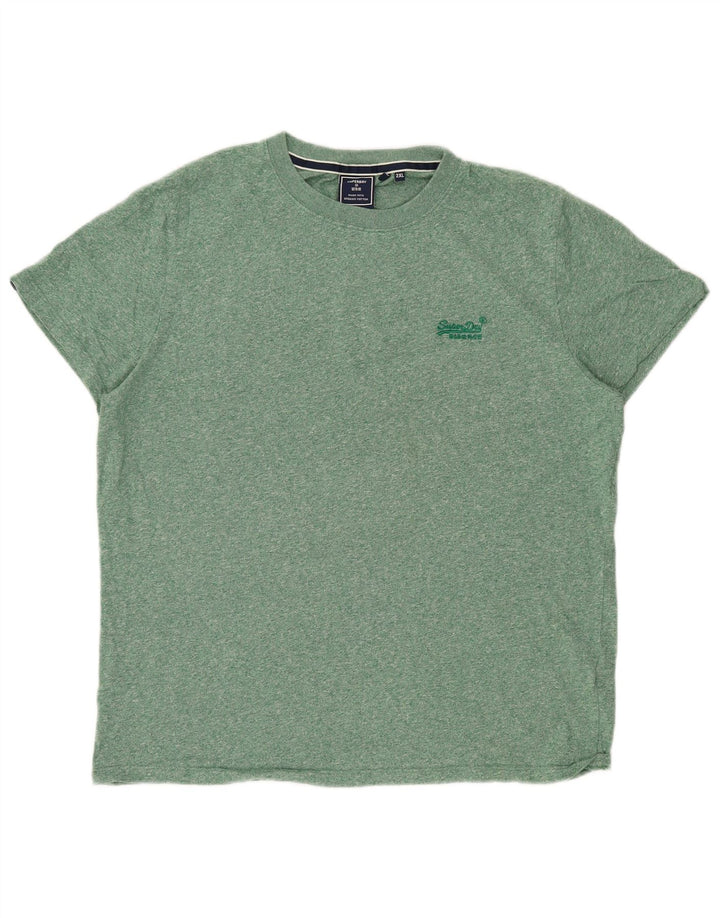 SUPERDRY Camiseta para hombre Top 2XL Algodón moteado verde