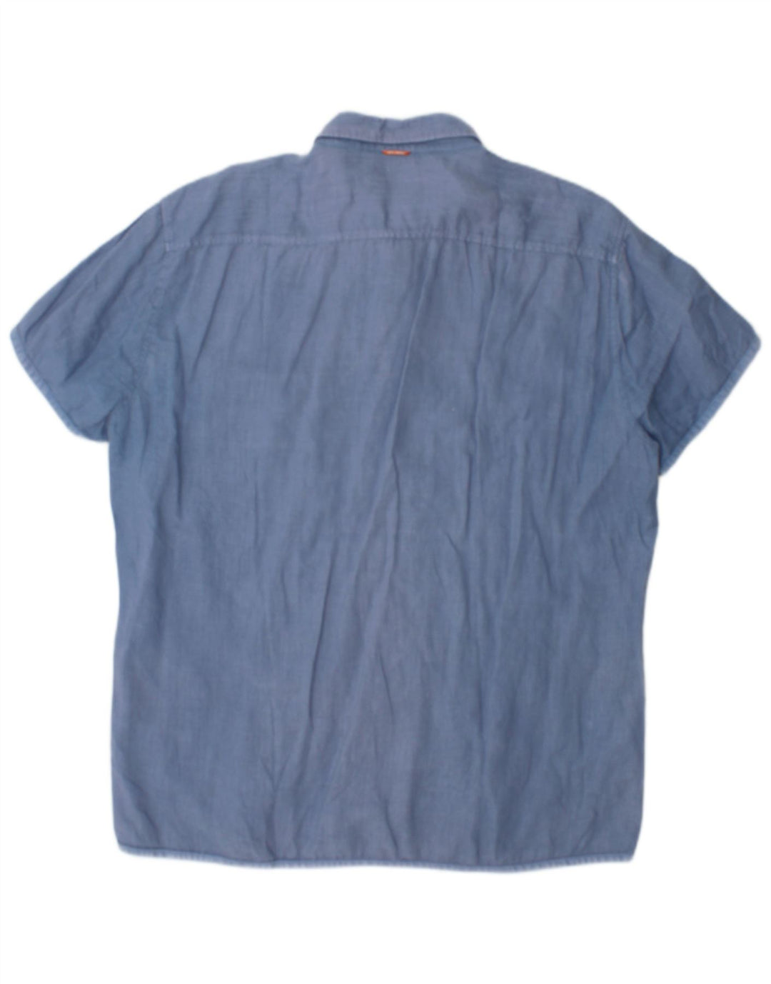 Camisa Hugo Boss Hombre Manga Corta XL Algodón Azul