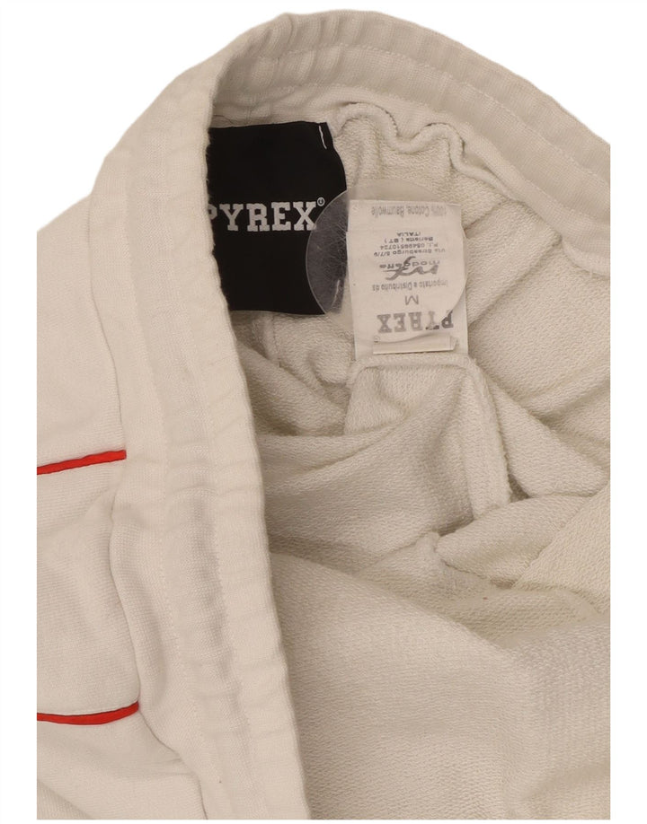 PYREX Pantalones cortos deportivos gráficos para hombre Algodón blanco mediano
