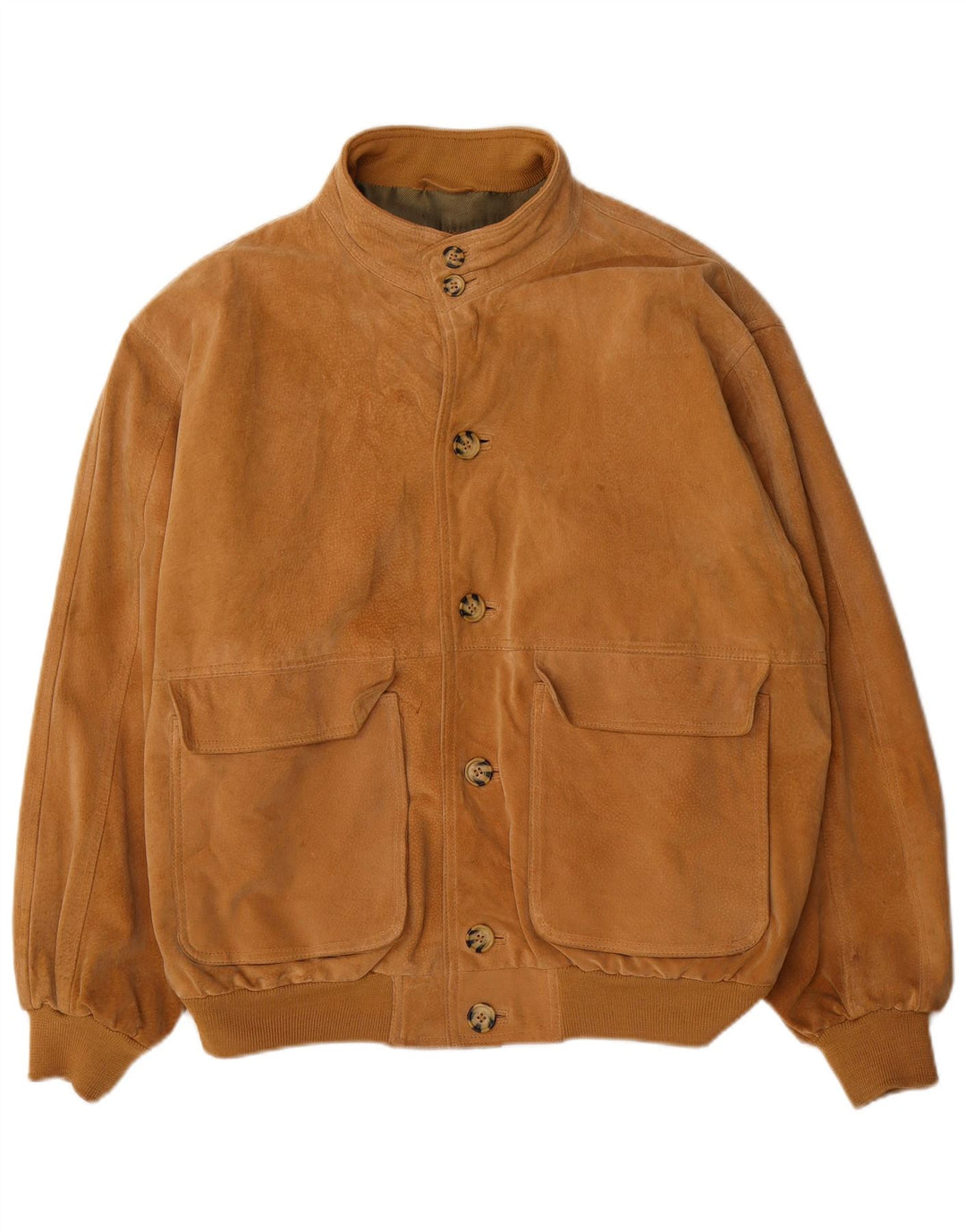 Vintage hombres ante bomber chaqueta Reino Unido 40 cuero marrón grande