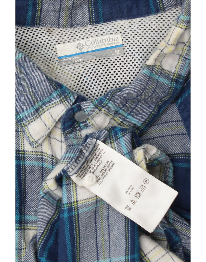 Camisa de franela Columbia para hombre de algodón a cuadros azules grandes