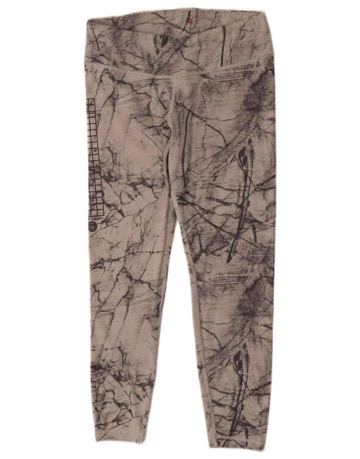 Leggings Reebok con estampado abstracto para mujer, talla 44, color gris medio