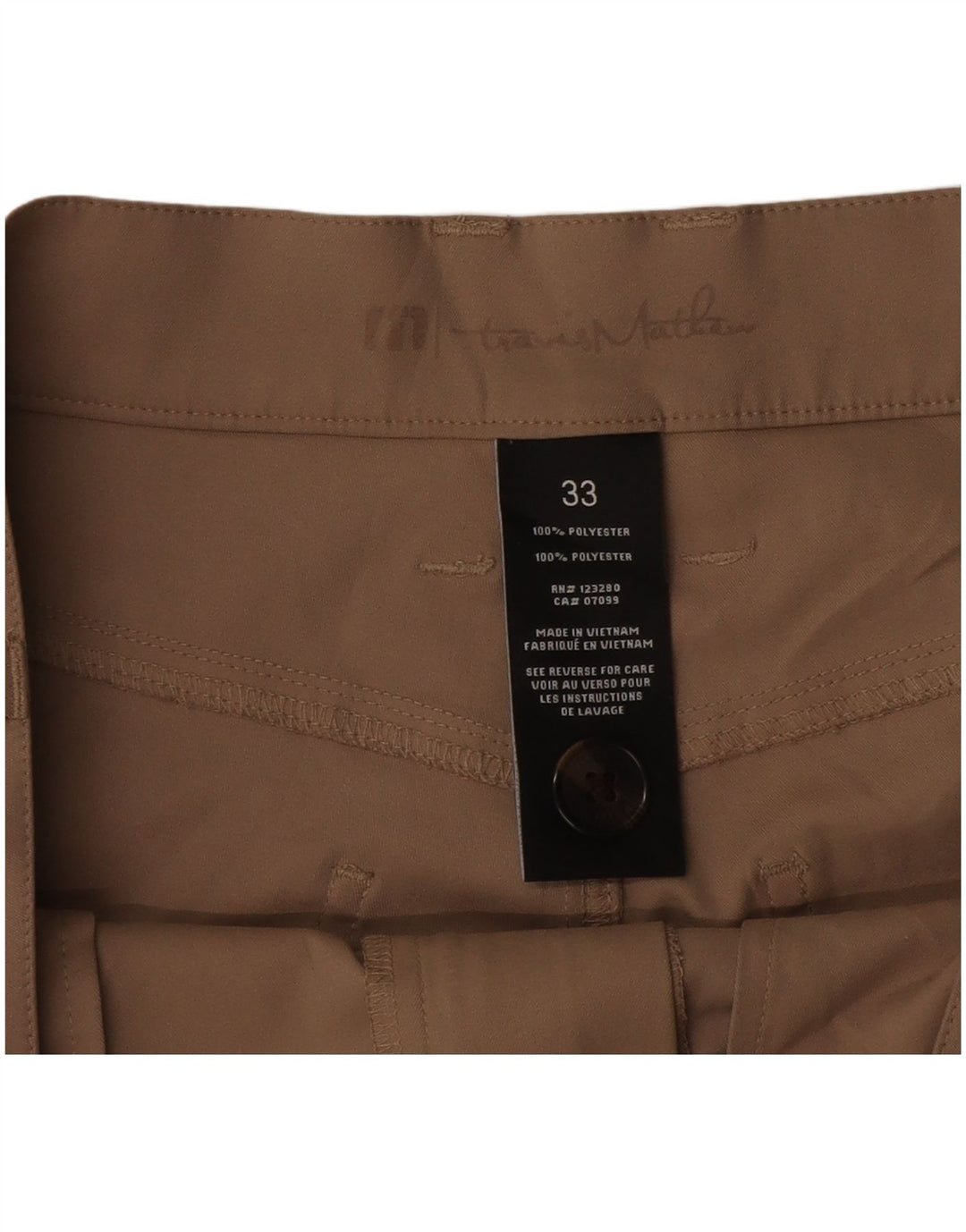 Pantalones casuales delgados para hombre vintage W33 L31 Poliéster beige
