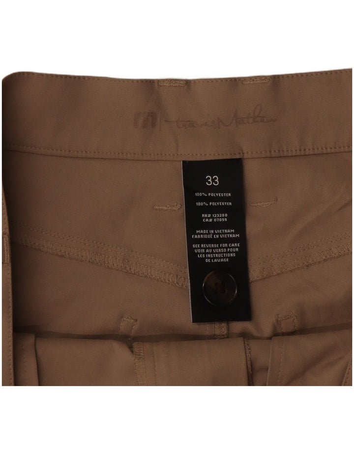 Pantalones casuales delgados para hombre vintage W33 L31 Poliéster beige