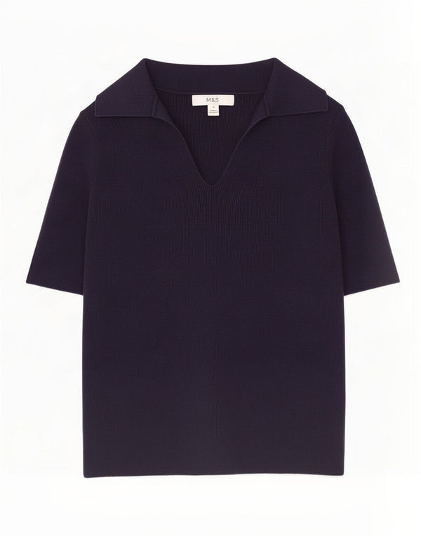 Marks & Spencer Polo para mujer UK 12 Medium Azul marino Algodón