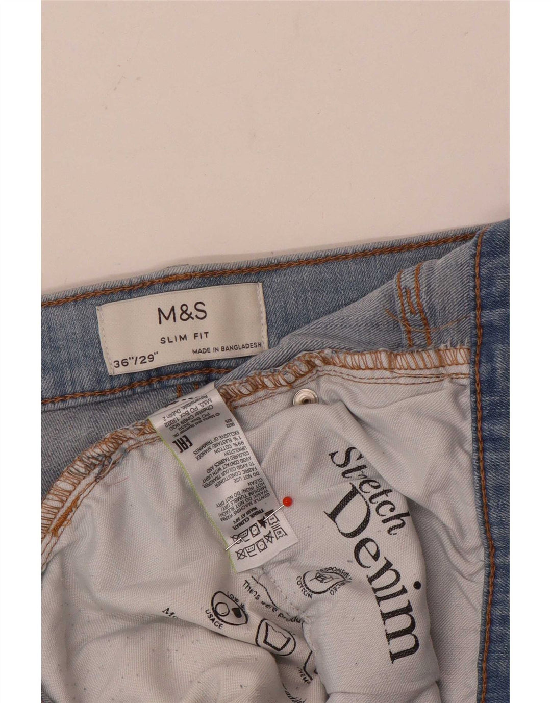 Marks & Spencer Jeans ajustados para hombre W36 L29 Algodón azul