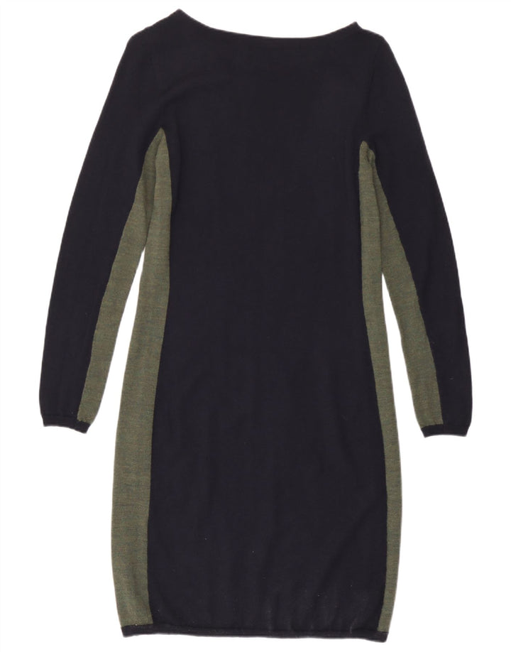 Vestido tipo jersey para mujer Jigsaw UK 40 Lana con bloques de color azul marino mediano