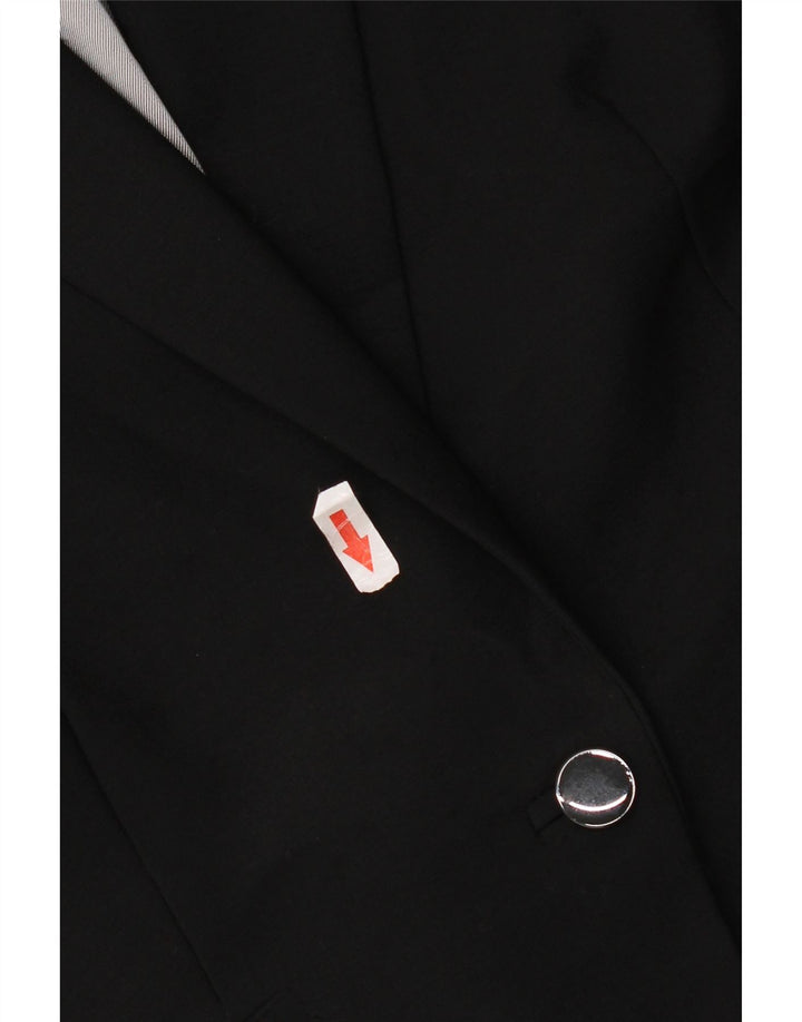 Marks & Spencer Chaqueta tipo blazer con 1 botón para mujer, talla 40, talla grande, color negro, lana virgen