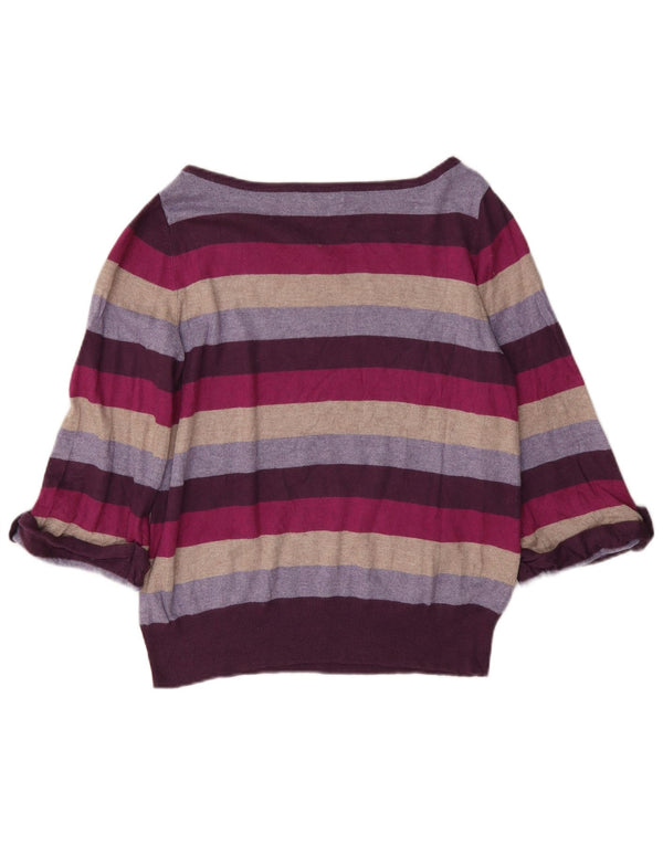 Marks & Spencer Suéter tipo jersey con cuello barco para mujer UK 44 Mediano Púrpura Rayas