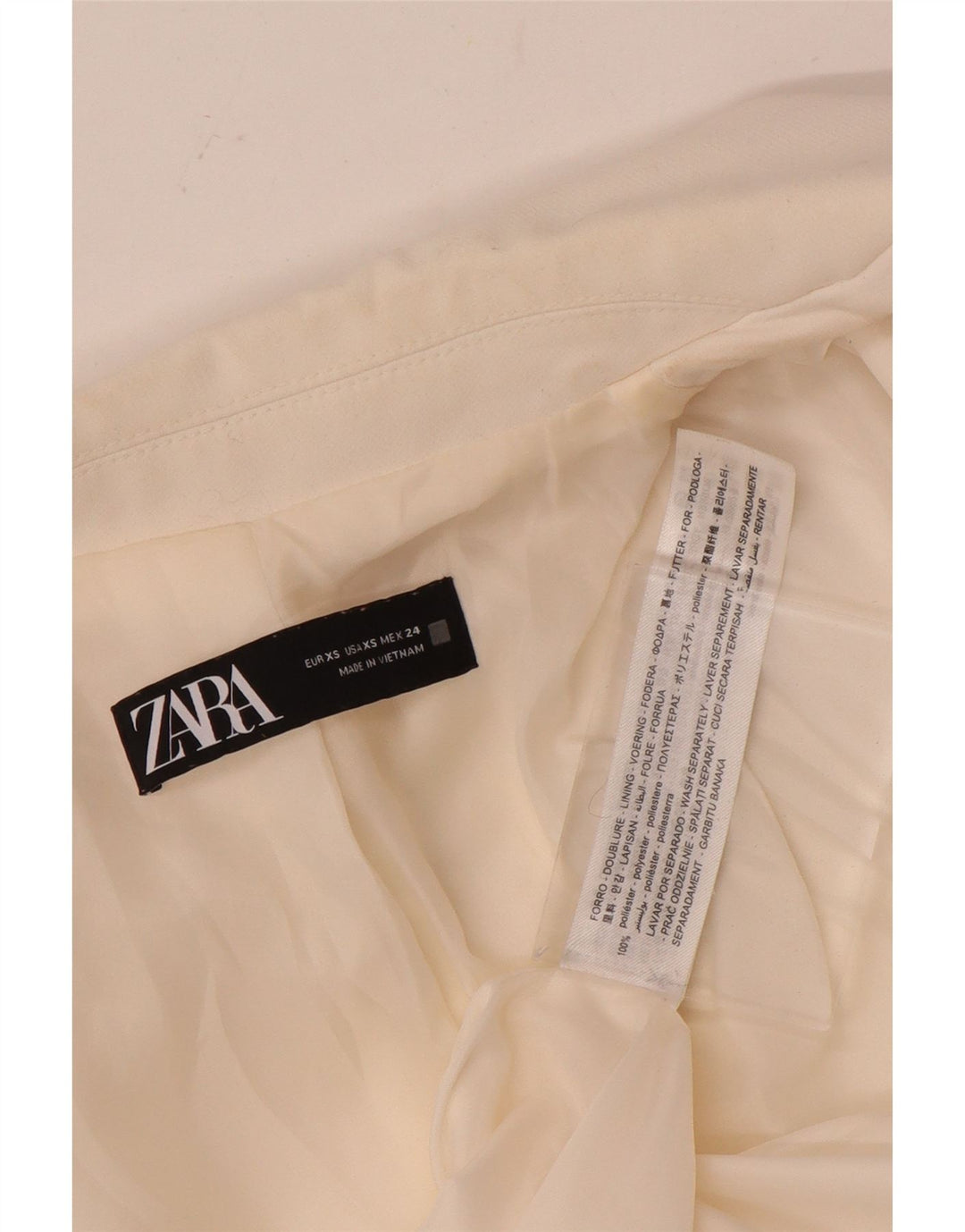 Zara Mujer Chaqueta Blazer Extragrande De Doble Botonadura UK 6 XS Poliéster Blanco