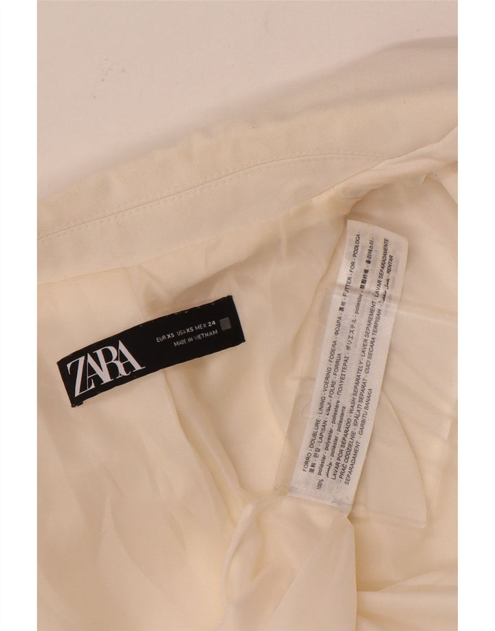 Zara Mujer Chaqueta Blazer Extragrande De Doble Botonadura UK 6 XS Poliéster Blanco