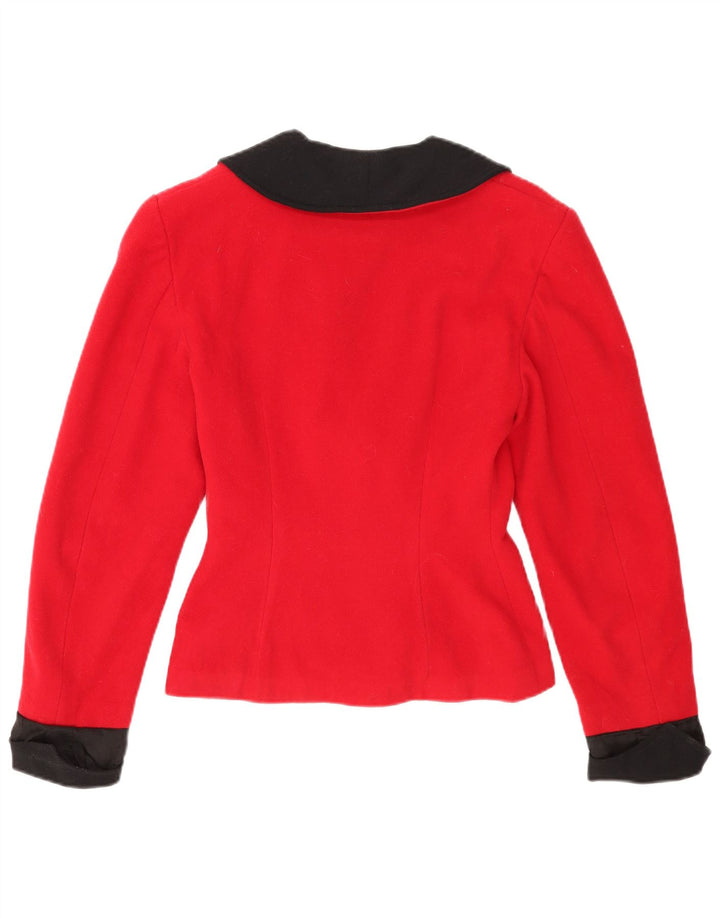 Vintage mujer 1 botón Blazer chaqueta Reino Unido 12 bloque de color rojo medio