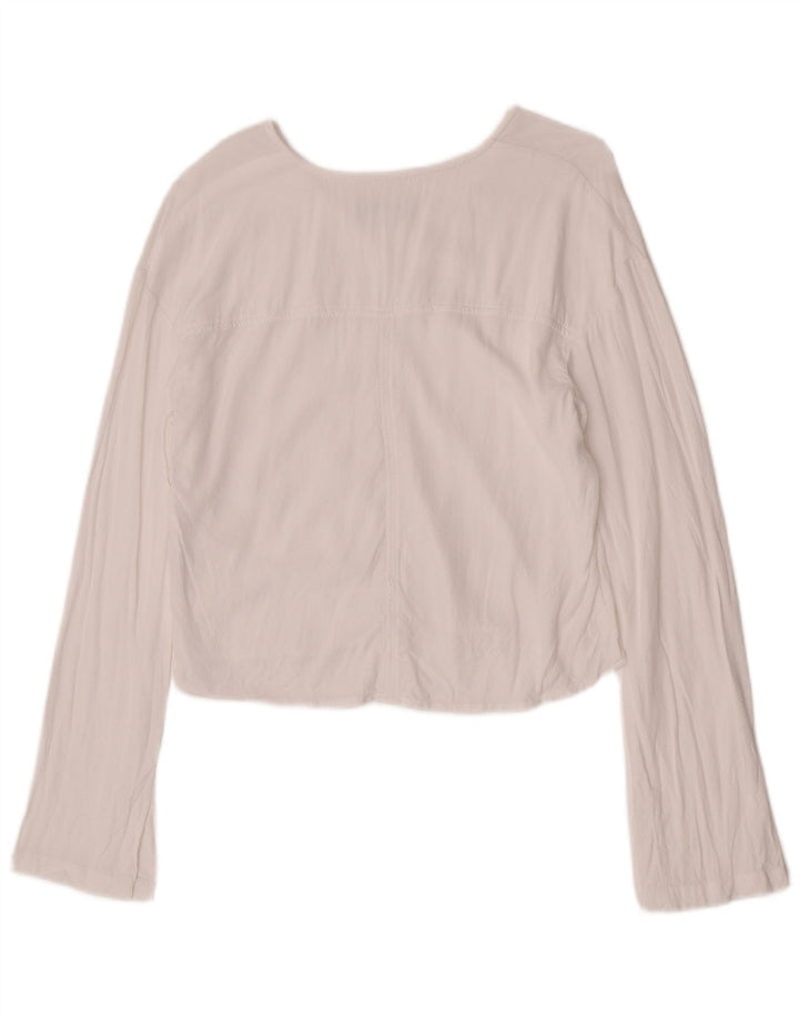 Benetton Top Corto Mujer Manga Larga ES 40 Small Viscosa Blanca