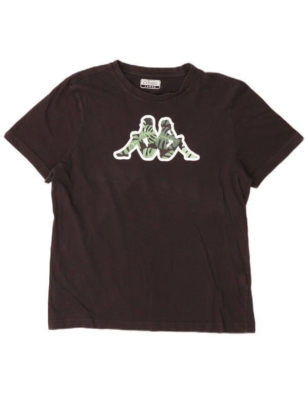 Kappa - Camiseta gráfica para hombre, talla grande, algodón negro