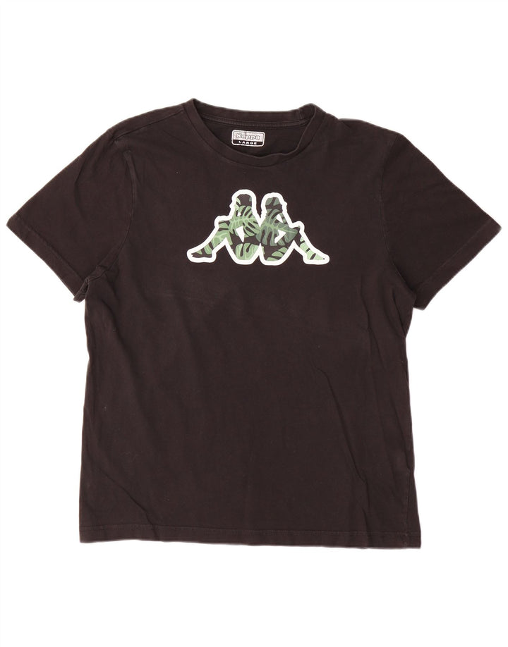 Kappa - Camiseta gráfica para hombre, talla grande, algodón negro