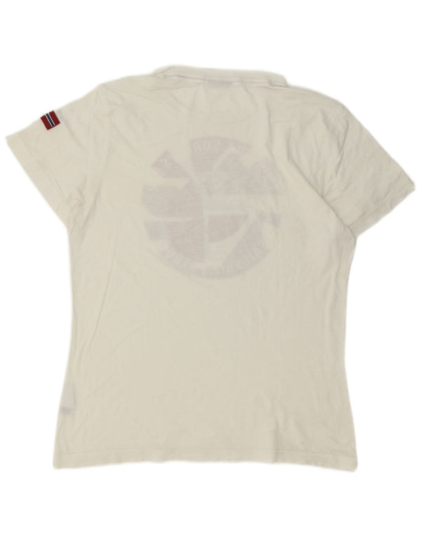 Napapijri Camiseta gráfica para hombre Top Medium White Cotton