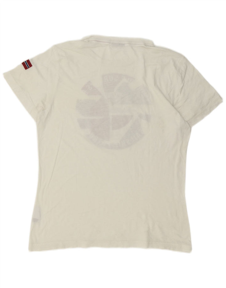 Napapijri Camiseta gráfica para hombre Top Medium White Cotton