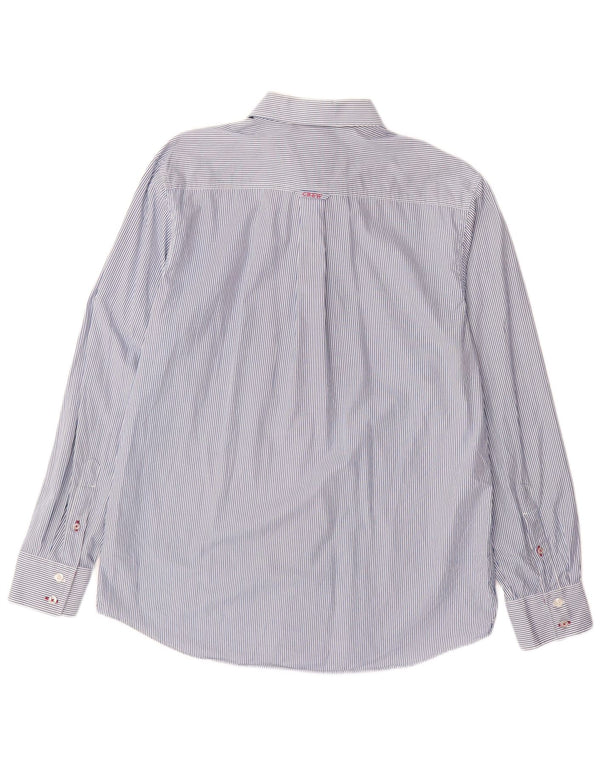 CREW CLOTHING Camisa de corte clásico para hombre de algodón a rayas azules grandes