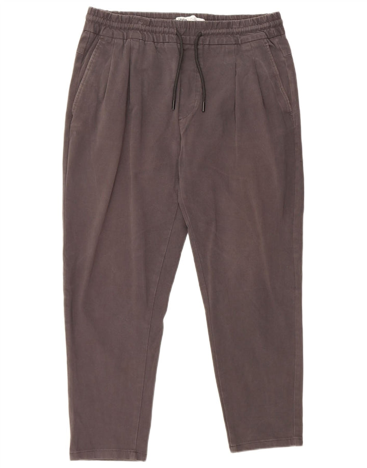 Zara Hombre Pantalones Cortos Pegged W32 L25 Algodón Gris