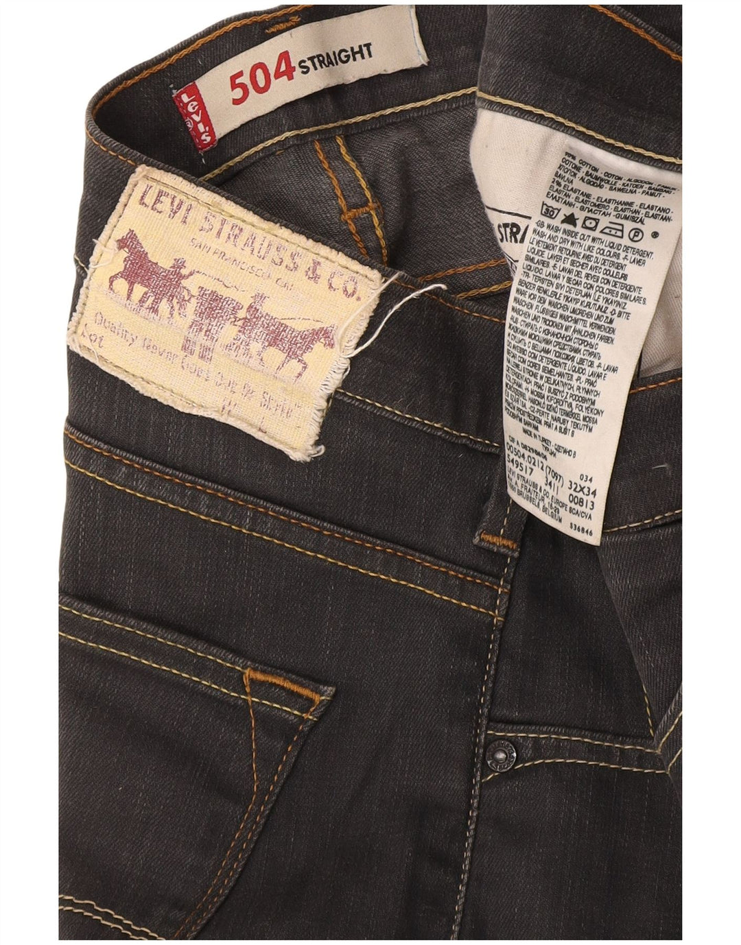 Levi's Jeans rectos 504 para hombre W32 L34 Algodón gris