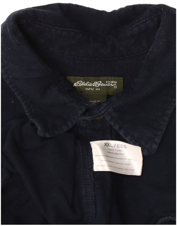 EDDIE BAUER Camisa de franela para hombre 2XL Algodón azul marino