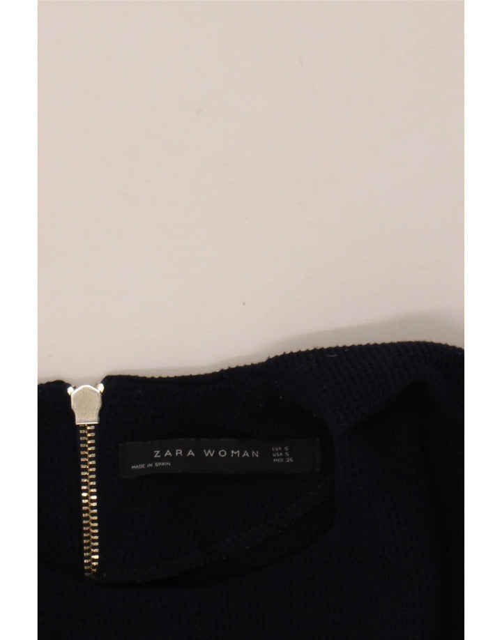 Zara Mujer Blusa Top UK 10 Small Azul Marino