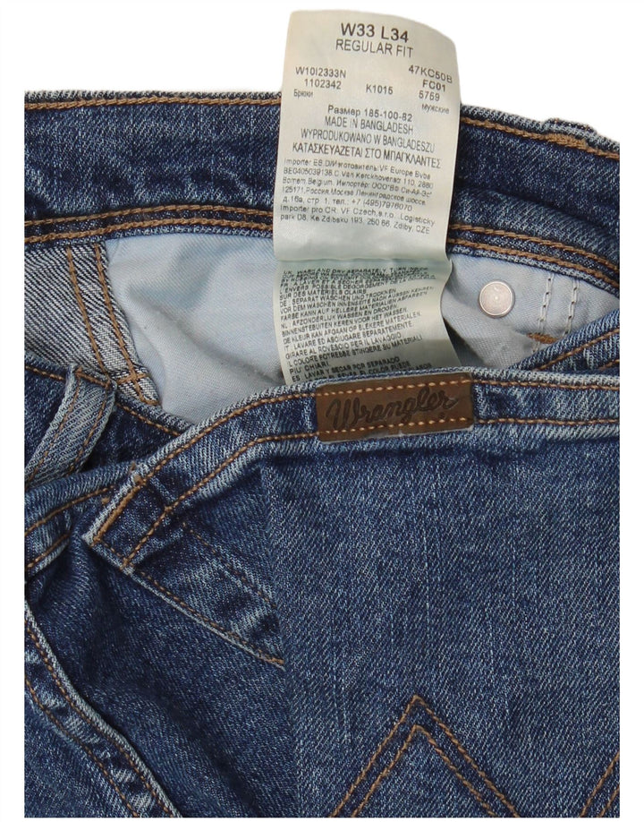 WRANGLER Vaqueros rectos de corte regular para hombre W33 L34 Algodón azul