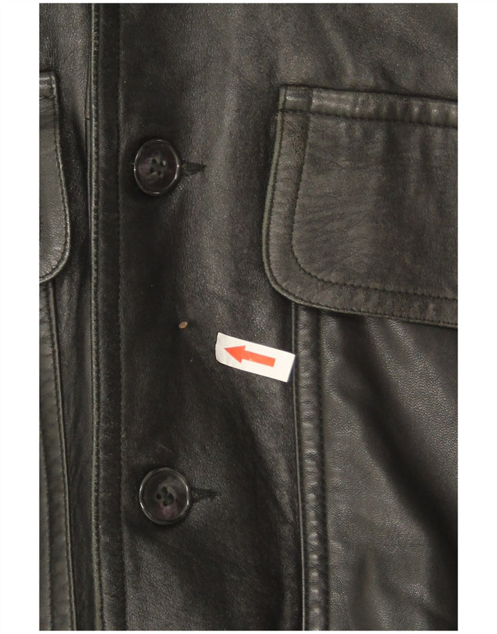 Marco Baldassari Chaqueta de cuero para mujer UK 20 2XL Negro