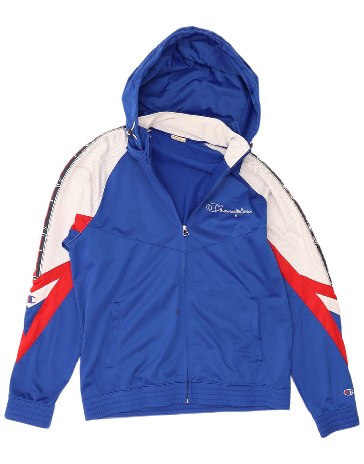 Champion Chaqueta De Chándal Con Capucha Y Gráfico Para Hombre Color Block Azul Grande