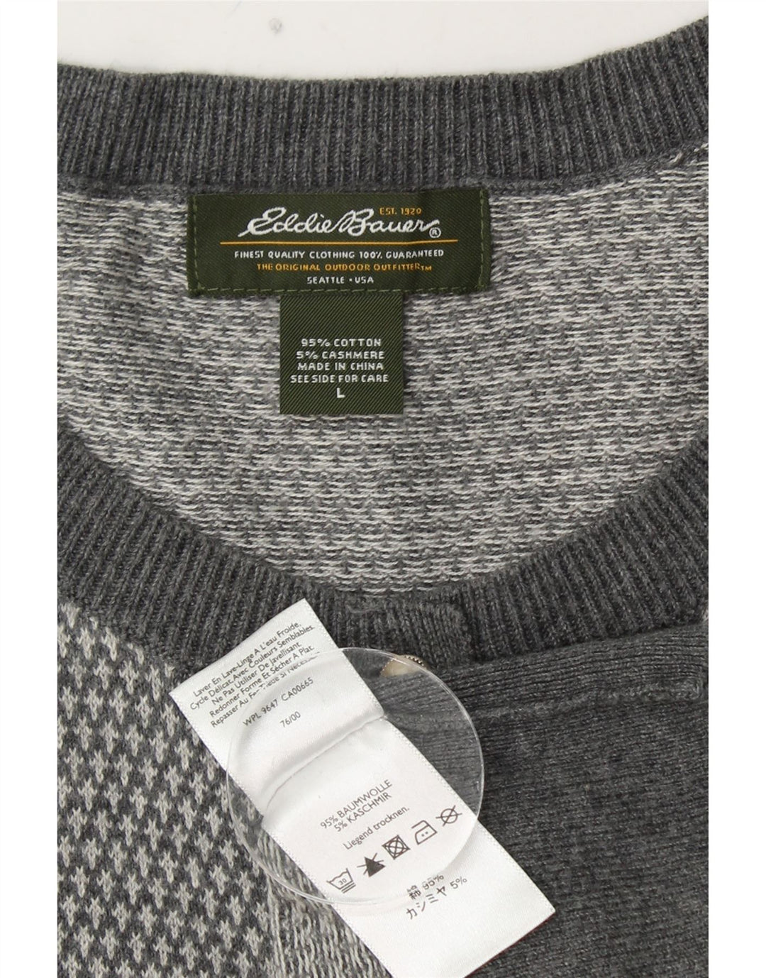 EDDIE BAUER Suéter cárdigan para mujer Reino Unido 14 Algodón gris grande