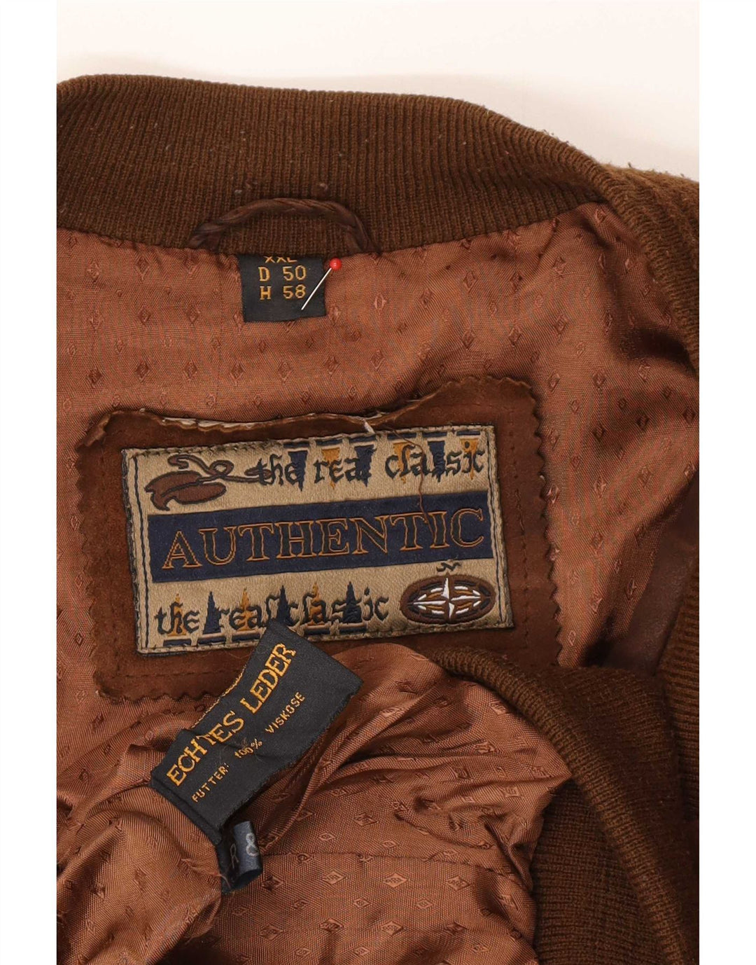 Auténtica chaqueta bomber de ante para hombre UK 44 2XL Cuero marrón