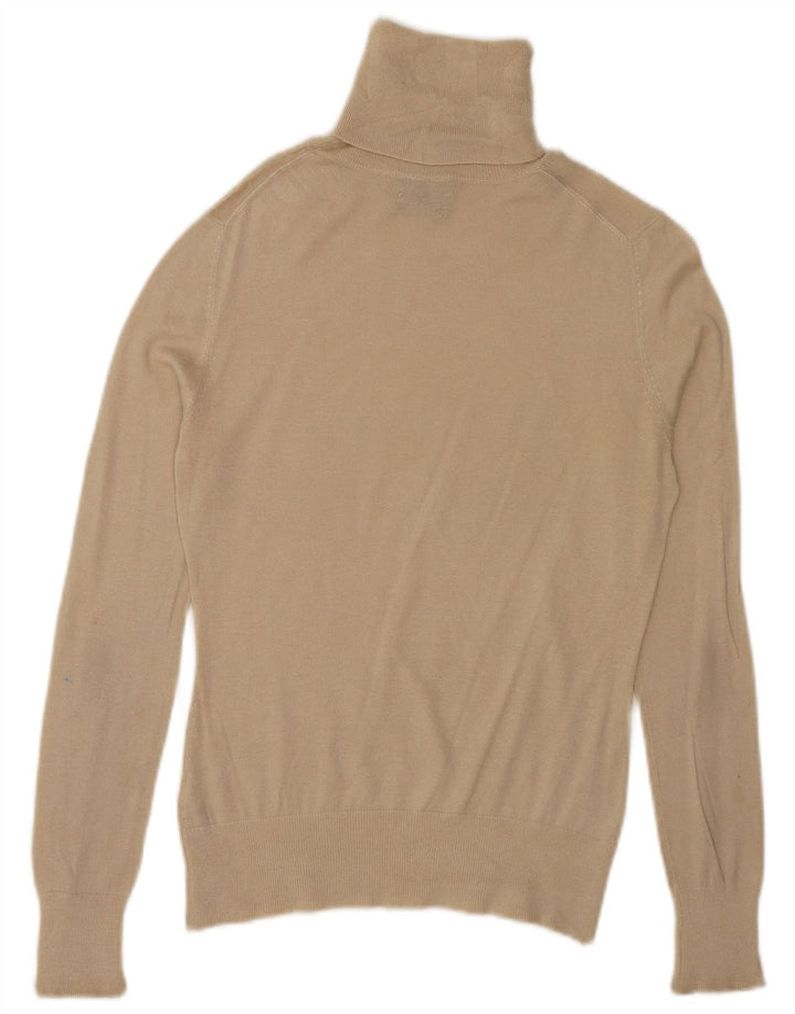 Massimo Dutti Jersey con cuello vuelto para mujer UK 10 Small Beige Seda