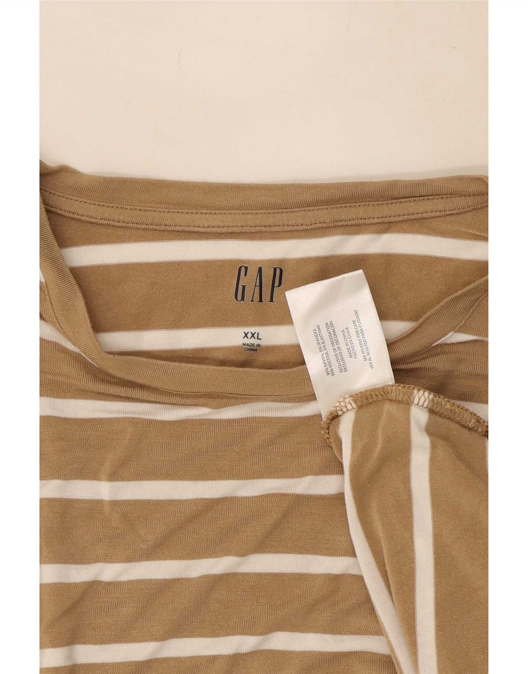 Gap Top extragrande para mujer de manga larga UK 20 2XL Rayón a rayas beige
