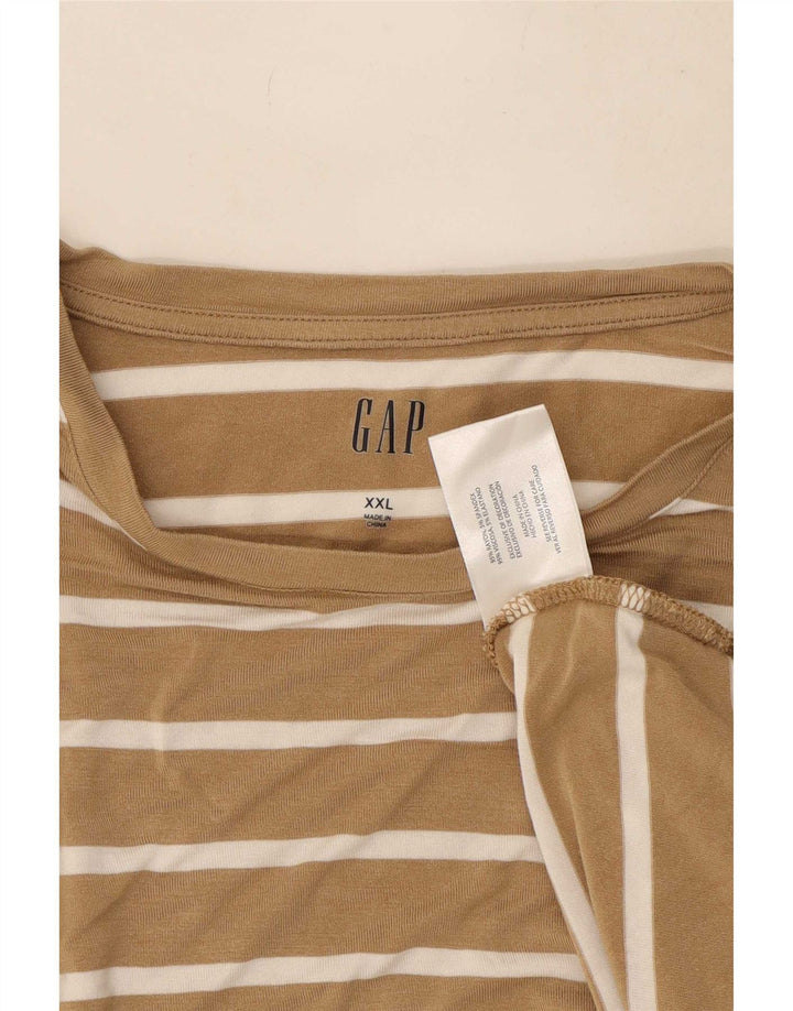 Gap Top extragrande para mujer de manga larga UK 20 2XL Rayón a rayas beige