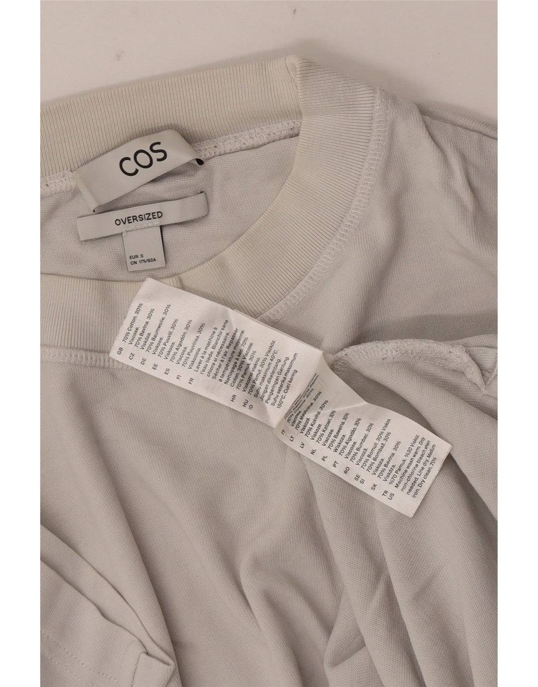 Cos Camiseta extragrande para hombre Top pequeño de algodón blanco roto