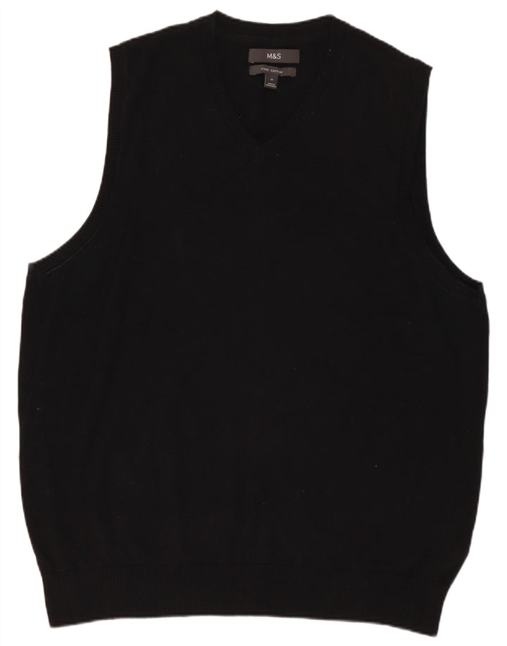 Marks & Spencer - Camiseta sin mangas para hombre, talla mediana, algodón negro