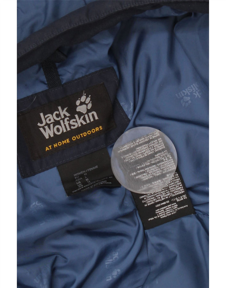 Jack Wolfskin Abrigo acolchado con capucha para mujer UK 12 Medio Azul marino Poliéster