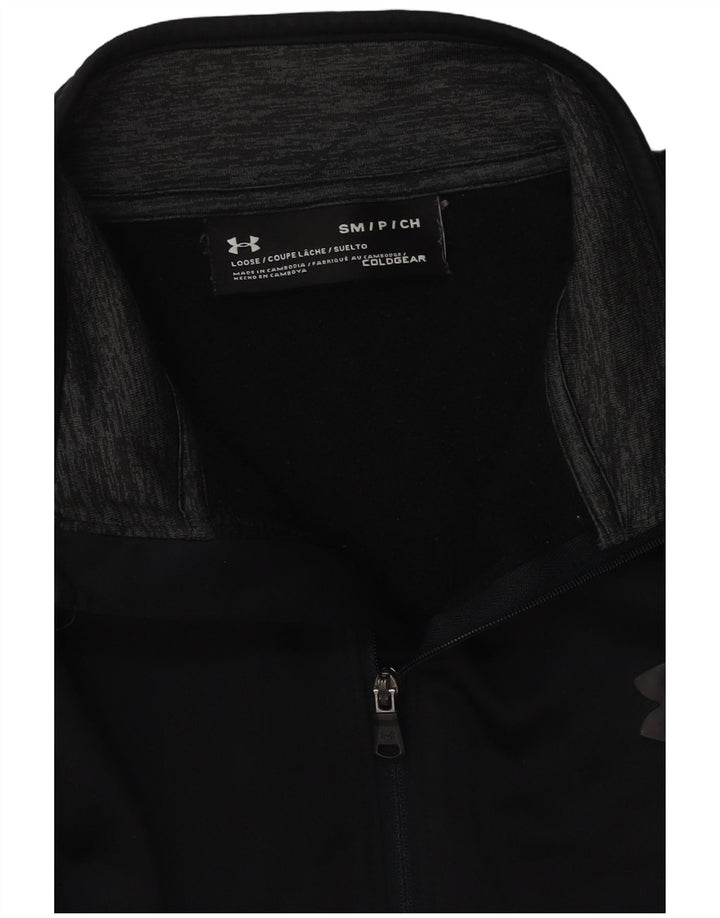 UNDER ARMOUR Sudadera con cuello y cremallera Cold Gear para hombre, talla pequeña, negro