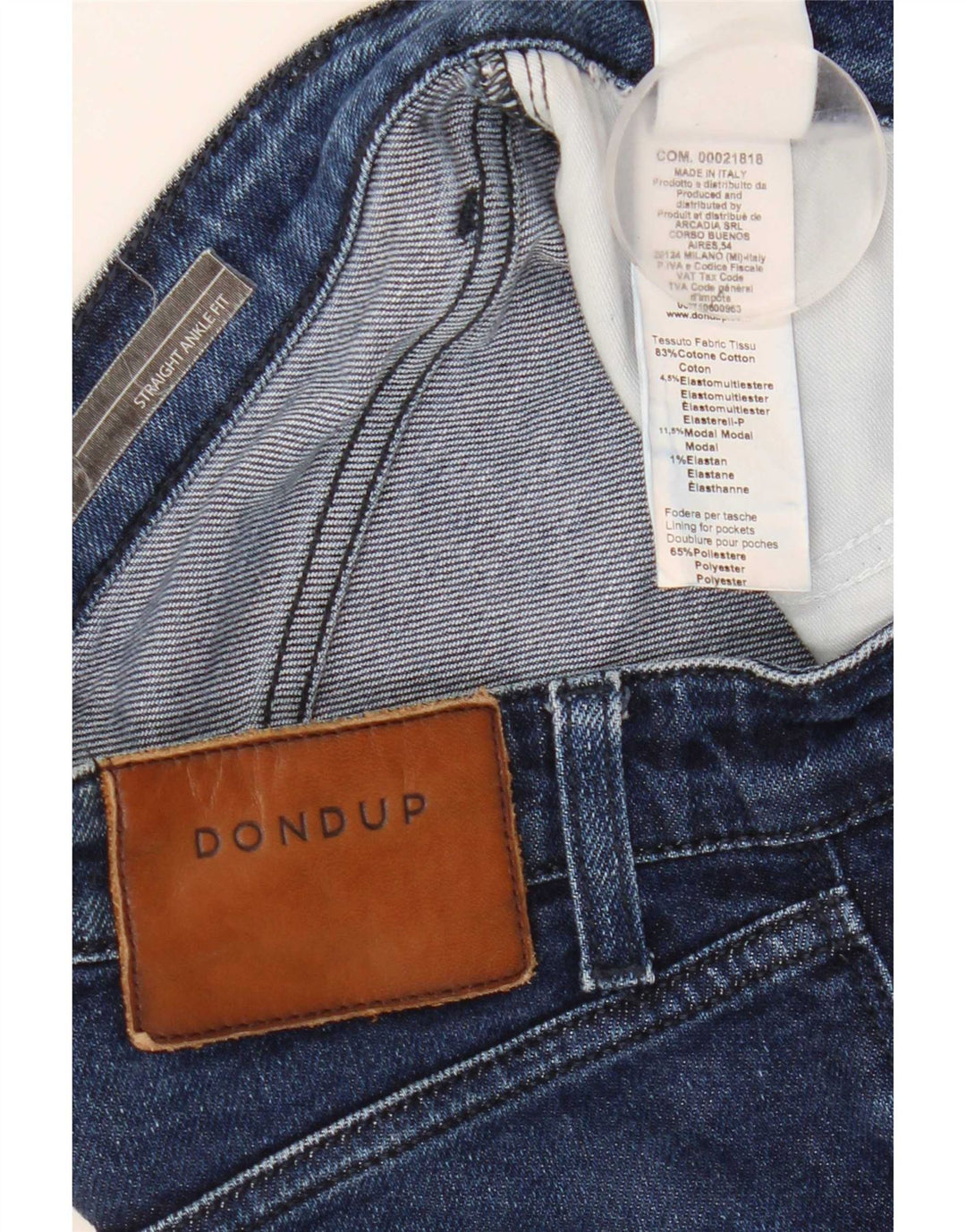 Vaqueros Dondup Mujer Rectos W28 L27 Azul Marino Algodón